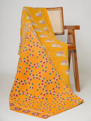 Alka Yadav ~ Vintage Kantha Quilt Sari Throw