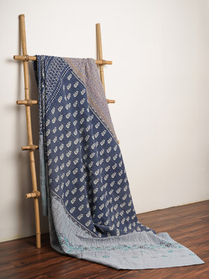 Alka Yadav ~ Vintage Kantha Quilt Sari Bedspread