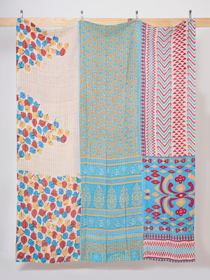 Ruby Jasmine Garden Queen Kantha Quilt