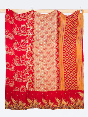 Ruby Palace Paisley King Kantha Quilt