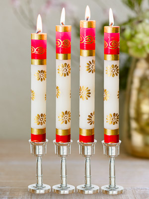 Festival of Lights ~ Hand Painted Gilded Taper Candles