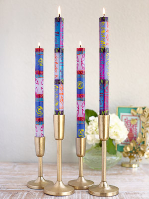 Springtime Fuchsias ~ Hand-Painted Taper Candles