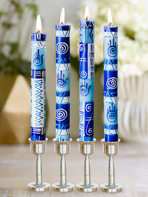 Hamsa Blue Protection Hand-Painted Taper Candles