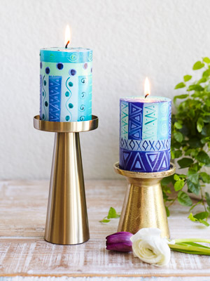 Sapphire Seas ~ Hand-Painted Pillar Candles