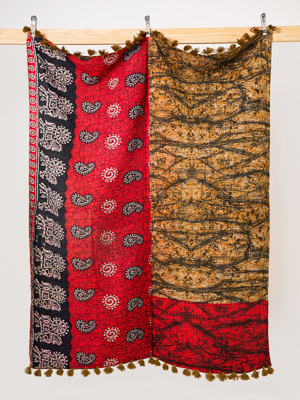 Ruby Saffron Bazaar Sari Kantha Throw