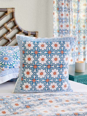 Mosaique Bleue - Sky (CP) ~ Moroccan Tile Print Cushion Cover