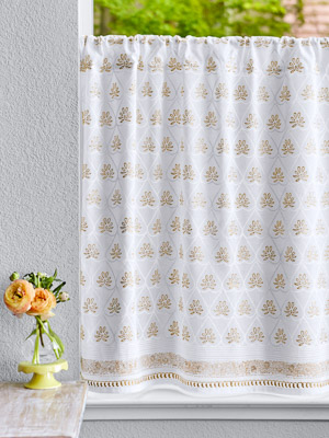 Bridal Veil ~ White Gold Kitchen Cafe Curtain