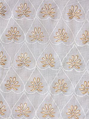 Bridal Veil ~ Ivory and Gold Fabric Swatch with Lattice Print