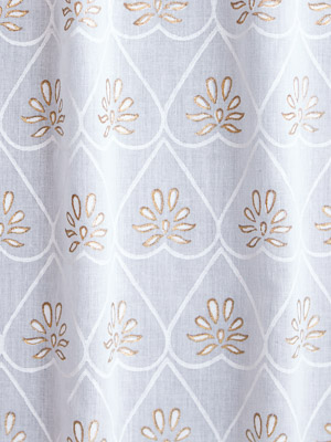 Bridal Veil ~ Ivory and Gold Fabric With Lattice Floral Print