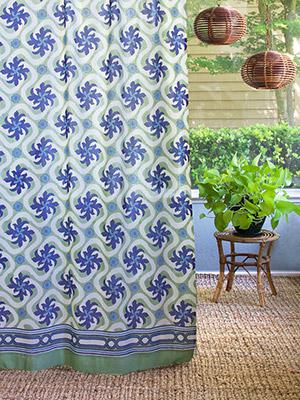 Coastal Currents ~ Ocean Beach Themed Tropical Floral Curtain