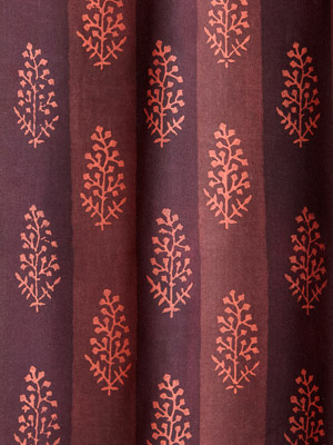 Chocolate and Caramel ~ Brown Fabric With Orange Mehndi Print