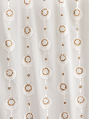 Celestial Embrace - White ~ Boho Fabric With Gold Moon Print