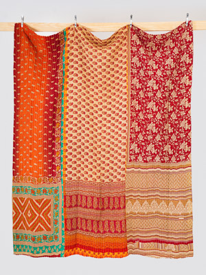 Crimson Rose Heritage Queen Kantha Quilt