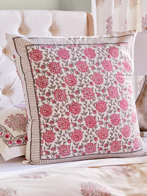 Dahlia Daydreams ~ Pink Floral Romantic Euro Pillow Sham Cover