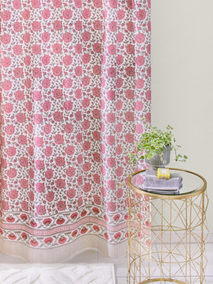 Dahlia Daydreams ~ Pink Floral Romantic Shower Curtain