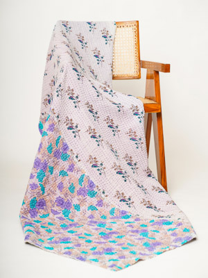 Dholi Yogi ~ Vintage Kantha Quilt Sari Throw