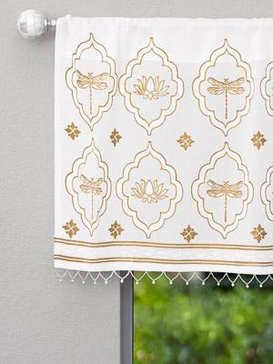 Dragonfly and Lotus ~ White and Gold Valance
