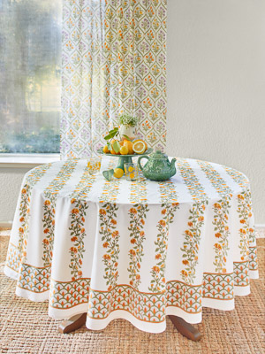 Empress Gardens - CP ~ Romantic Orange Flower Tablecloth Round
