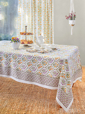 Empress Gardens - Main ~ Elegant Floral Rectangular Tablecloth