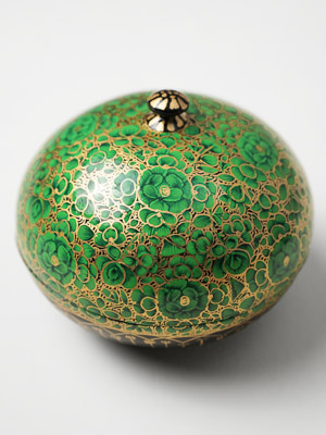 Emerald Garden ~ Hand Painted Paper Mache Jewelry Box