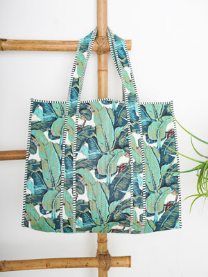 Emerald Plantation ~  Quilted Cotton Shopping Tote Bag