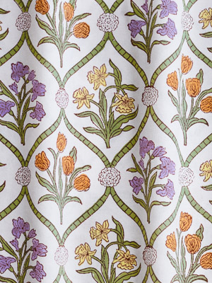 Empress Gardens - Main ~ White Fabric With Colorful Floral Print