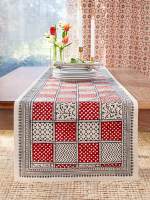 Fete Royale ~ Red Plaid Christmas Holiday Table Runner