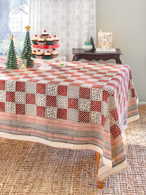 Fete Royale ~ Red Plaid Christmas Holiday Tablecloth