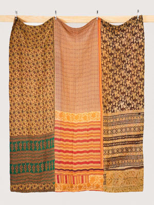 Antique Gold Palace Queen Kantha Quilt