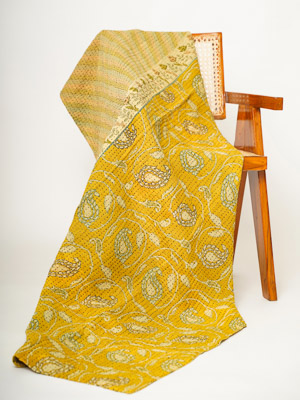 Geenu Jangid ~ Vintage Kantha Quilt Sari Throw