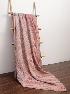 Geenu Jangid ~ Vintage Kantha Quilt Sari Bedspread
