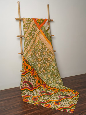 Geenu Jangid ~ Vintage Kantha Quilt King Sari Bedspread