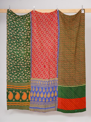 Emerald Rose Rust Bazaar Queen Kantha Quilt