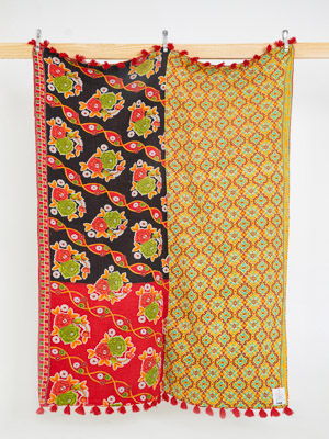 Garden Bazaar Vintage Sari Kantha Throw