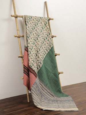 Geeta Jangid ~ Vintage Kantha Quilt Sari Bedspread