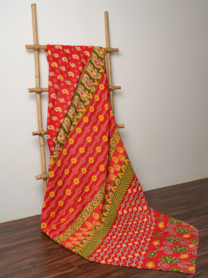 Geeta Jangid ~ Vintage Kantha Quilt King Sari Bedspread