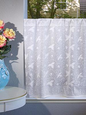 Ivy Lace ~ White Country Cottage Floral Kitchen Curtain