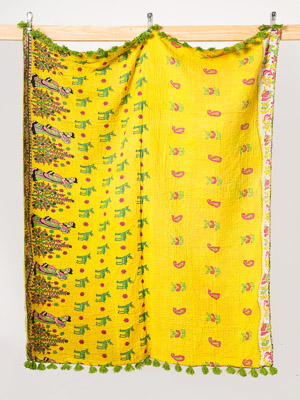 Indigo Artisan Bazaar Kantha Throw Quilt