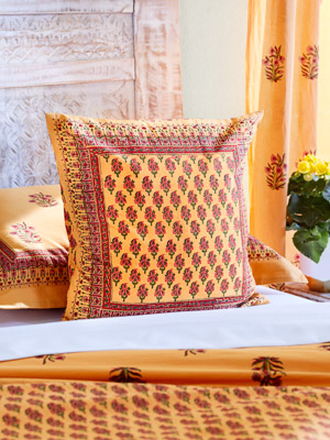 Indian Summer ~ Decorative Orange Paisley Throw Pillow Cover