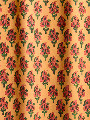 Indian Summer ~ Red and Orange Fabric With Floral Paisley Print