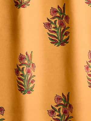 Indian Summer - CP ~ Mango Orange Fabric With Red Floral Print