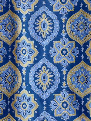 Istanbul ~ Moroccan Boho Style Navy Blue & Gold Fabric Swatch
