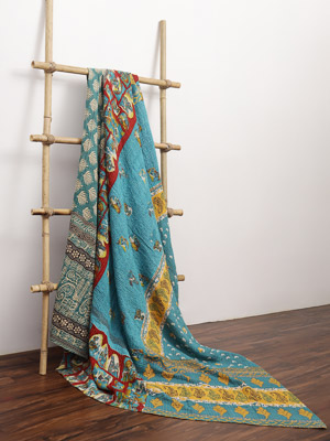 Jaimala Gupta ~ Vintage Kantha Quilt Sari Bedspread