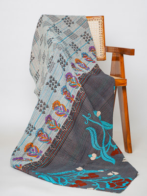 Jaimala Gupta ~ Vintage Kantha Quilt Sari Throw