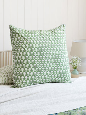 Jardin des Tuileries ~ Green Booti Floral Euro Sham