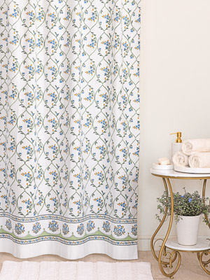 Jardin des Tuileries ~ Ivory Floral Trellis Shower Curtain