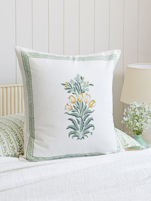 Jardin des Tuileries ~ Ivory Tulip Bouquet Throw Pillow