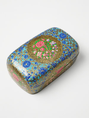 Kohinoor Garden ~ Hand Painted Paper Mache Jewelry Box