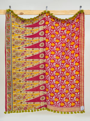 Sunlit Meadow Kantha Throw Quilt