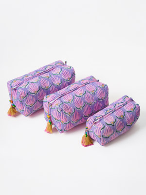 Lilac Flame Flower ~ Toiletries and Makeup Bag